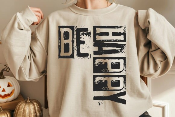 Be Happy Vintage Typed SVG for Real Embroidery Projects