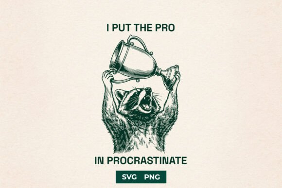 Funny Raccoon SVG Procrastinate Quote Review for Real Projects